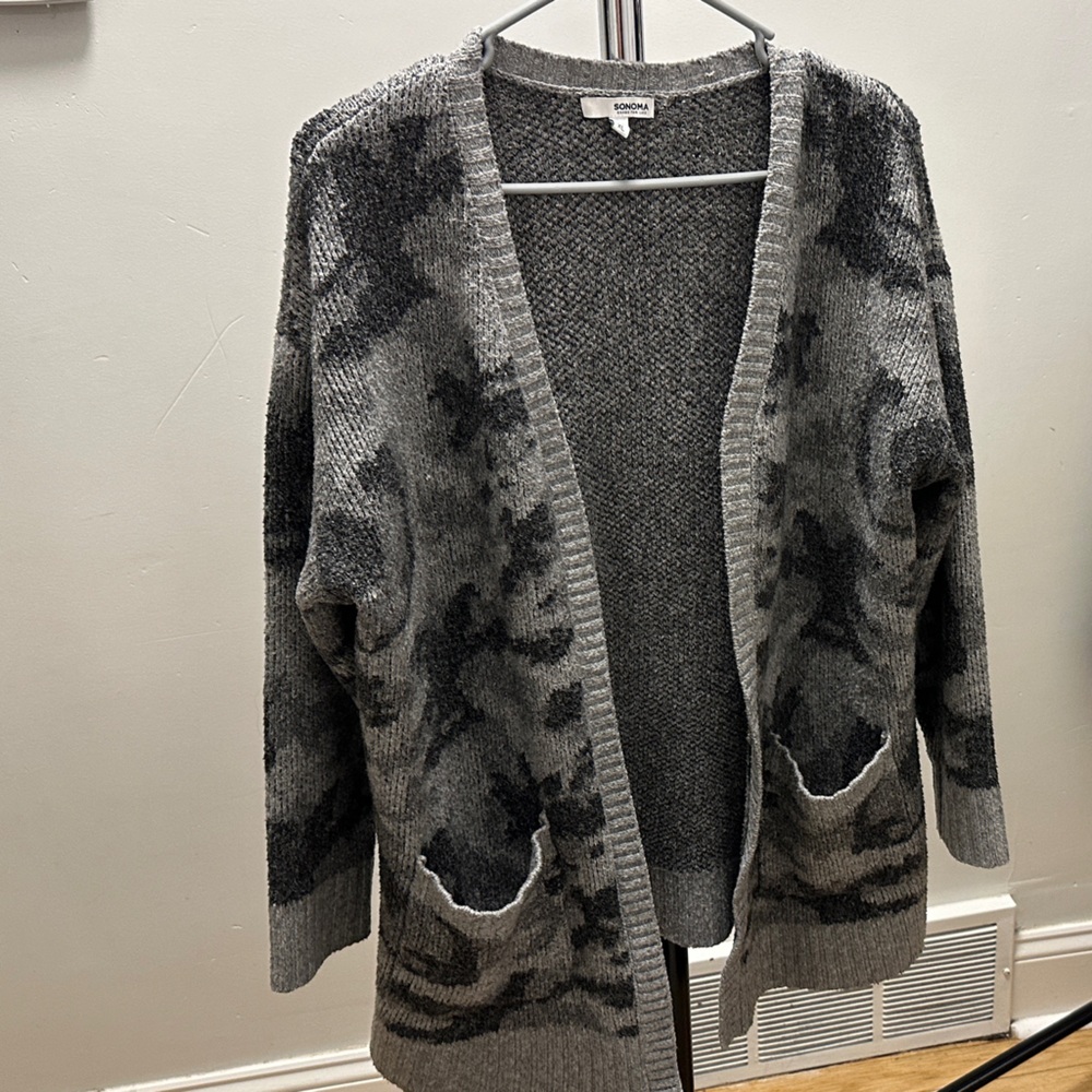 Sonoma Women's Charcoal and Black Cardigan